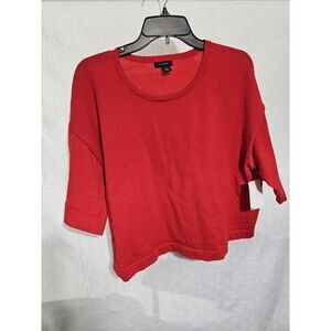 Halogen Womens Ponte Knit Top Sz Large Solid Red V-Neck Half Sleeves